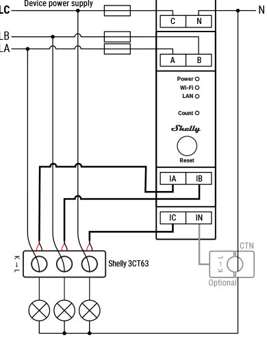 Трифазен Smart мерител 3х 63A за DIN монтаж Shelly PRO 3EM-3CT63 - 268193, SHELLY