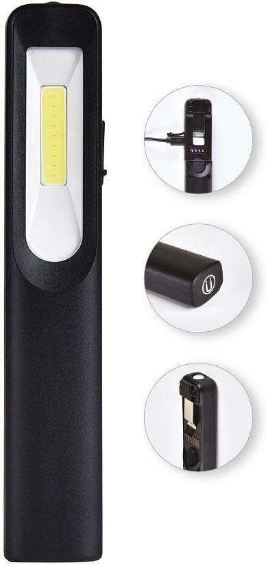 Работна преносима LED лампа 3W+3W COB 250lm с USB батерия Li-ion 3,7V 1200mAh IP44 Commel - C401-020