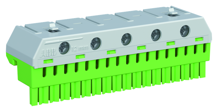 Клема изолирана ЗЕЛЕНА 5х25mm2 + 17х4mm2 63A ABB, 2CPX062761R9999