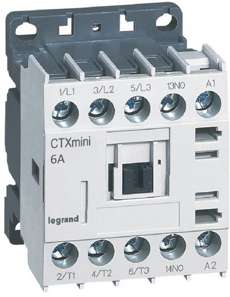 Контактор CTX3 mini 3P 2.2kW (6A AC-3) 1NO 24V 50/60Hz Legrand, LEGRAND НИСКО НАПРЕЖЕНИЕ, 417000