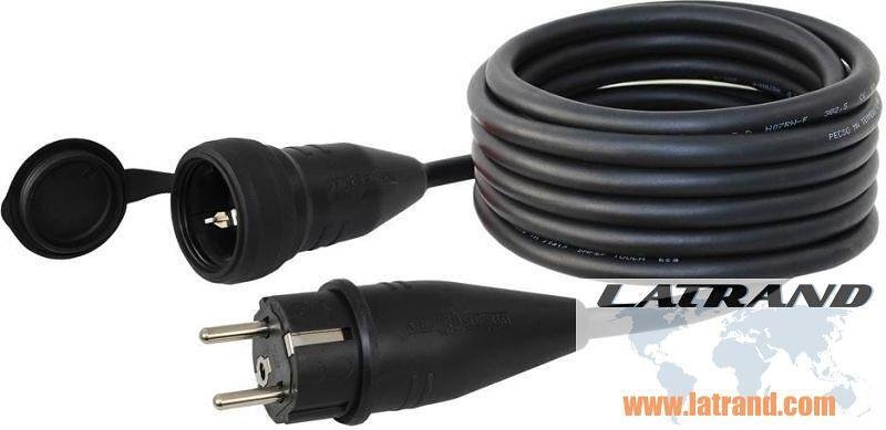 Удължител 20 метра черен кабел H05RR-F 3х2.5мм2 IP44 Commel-C0652