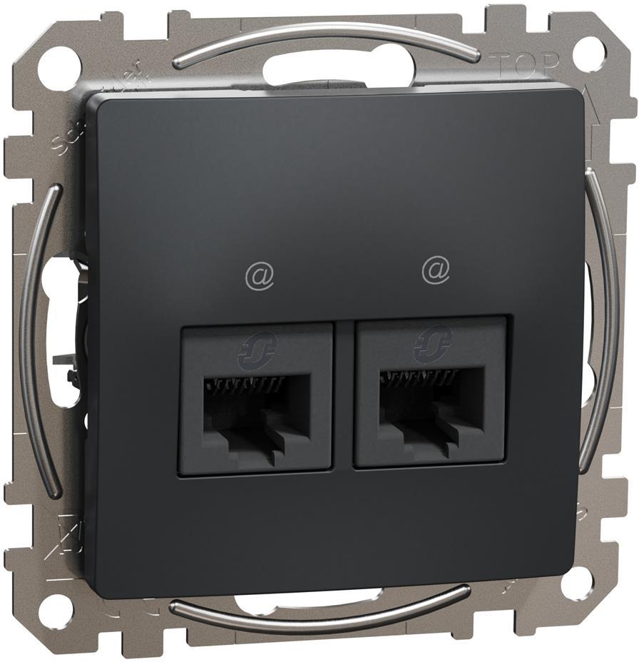 Розетка 2xRJ45 UTP cat.6 S-One цвят Антрацит Sedna SE, SCHNEIDER ELECTRIC, SDD114462