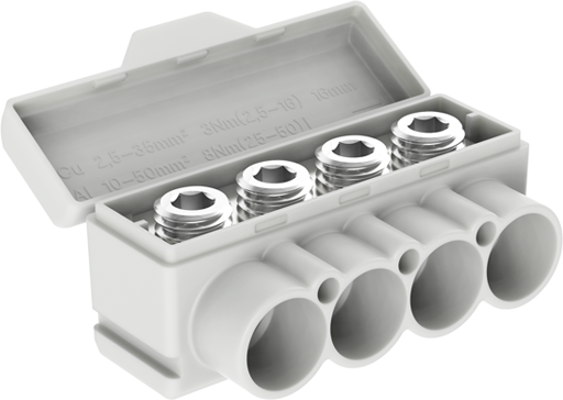 Клема изолирана СИВА SLT50-4 Al 4x 10-50 / Cu 4x 2.5-35 mm² 145/135A 1000V MOREK, MAS4050A10