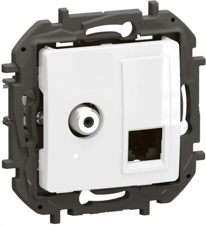 Розетка TV тип F конектор + RJ45 UTP cat.6 цвят Бял Niloe New Legrand, LEGRAND, NP493WH