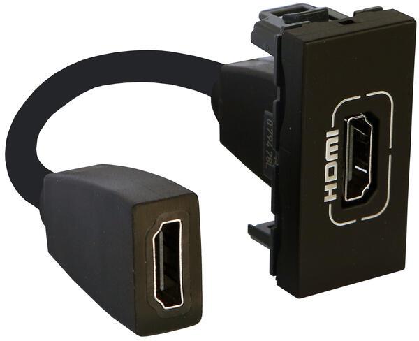 Розетка HDMI 1 мод. с кабел 15см. цвят Черен Mosaic Legrand, LEGRAND, 79478L