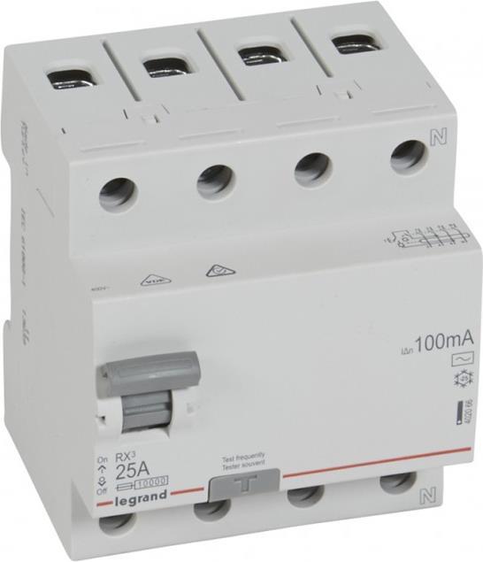 ДТЗ 4P 25А 100mА серия RX3 ID тип AC Legrand, LEGRAND НИСКО НАПРЕЖЕНИЕ, 402066