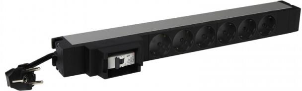 Разклонител PDU 19" 1U 6x ШУКО, с мCB, кабел 3м и щепсел универсален 16A, Legrand, LEGRAND, 646831