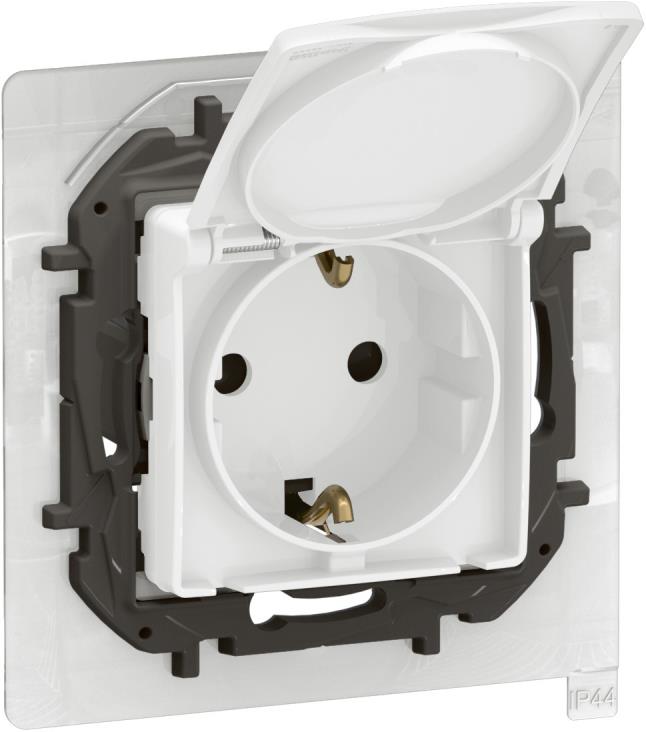 Контакт ШУКО 16A с капак IP44 и детска защита цвят Бял Niloe New Legrand, LEGRAND, NP3128WH