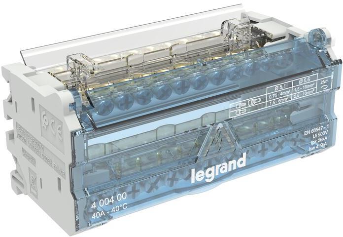 Разпределителен клемен блок 40A 2P 6 модула Legrand, LEGRAND НИСКО НАПРЕЖЕНИЕ, 400400