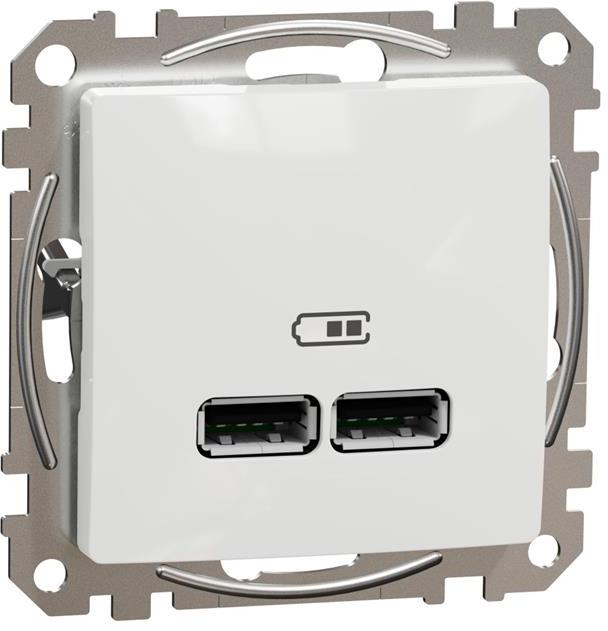 Розетка 2хUSB за зареждане тип A+A 2.1A 10.5W цвят Бял Sedna SE, SCHNEIDER ELECTRIC, SDD111401
