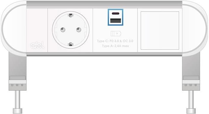 Модул Chroma 3M с 1х Шуко, USB тип A+C и 1х празен модул, цвят Бял, ABL, ABL Сърбия, 2A01F1A4