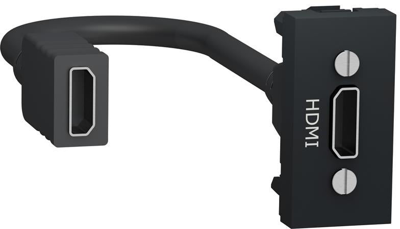 Розетка HDMI с кабел 15см. 1 мод. цвят Антрацит Unica SE, SCHNEIDER ELECTRIC, NU343054