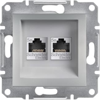 Розетка 2xRJ45 UTP cat.5e цвят Алуминий Asfora SE, SCHNEIDER ELECTRIC, EPH4400161