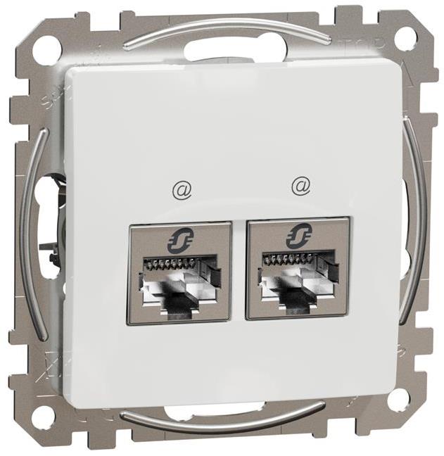 Розетка 2xRJ45 STP cat.6 S-One цвят Бял Sedna SE, SCHNEIDER ELECTRIC, SDD111462S