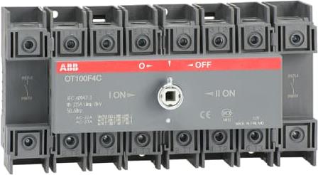 Разединител OT100F4C 100A 4P I-0-II за DIN монтаж без ръкохватка АВВ, ABB, 1SCA105019R1001