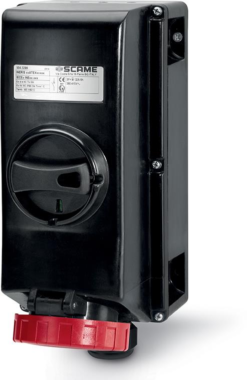 Взривозащитен контакт 3P+N+Е 32A EX II 2GD с мех. блокировка IP66 Scame, SCAME, 504.3287