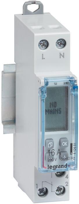 Реле за време, седмично, с LCD дисплей, 28x 1s, 1c/o 16A, 230Vac 1 модула Legrand, LEGRAND НИСКО НАПРЕЖЕНИЕ, 412681