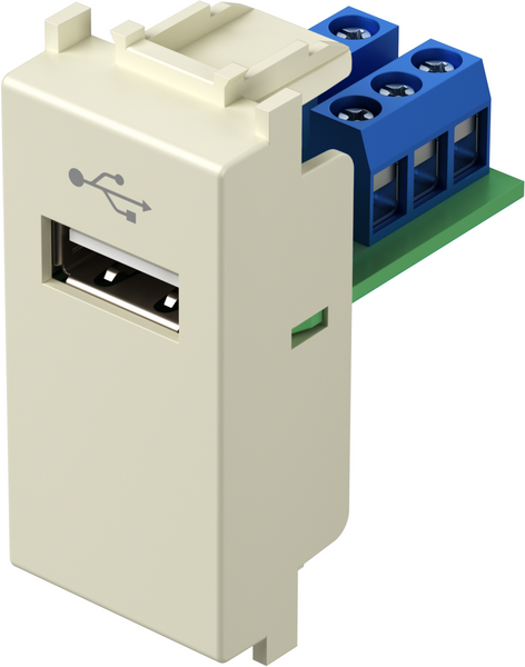 Розетка USB A 2.0 за данни 1 мод. цвят Крем гланц Modul TEM, KM51IW