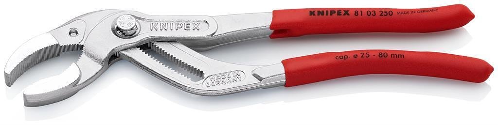 Клещи за сифони и ВиК връзки, хромирани, червена ръкохватка 250мм, Knipex - K8103250