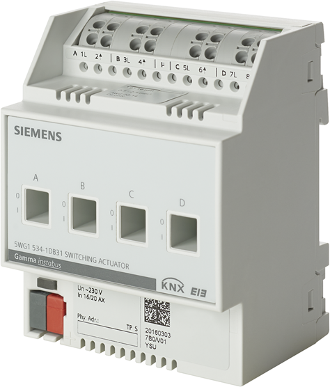 Актуатор изходи N530D31 4х 230Vac 6A 4DIN KNX Siemens, 5WG1530-1DB31