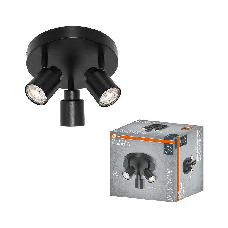 LED ОСВЕТИТЕЛНО ТЯЛО SPOT PRIMAL BLACK 3XGU10 PLATE BLACK LEDVANCE