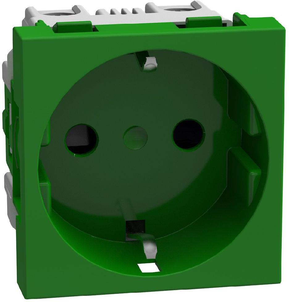 Контакт ШУКО 2P+E 16A с детска защита 2 мод. цвят Зелен Light Now Bticino, BTICINO, Y4141G