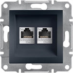 Розетка 2xRJ45 UTP cat.5e цвят Антрацит Asfora SE, SCHNEIDER ELECTRIC, EPH4400171