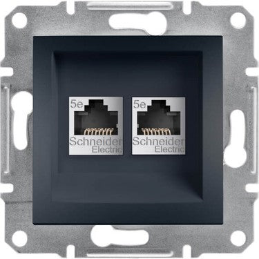 Розетка 2xRJ45 UTP cat.5e цвят Антрацит Asfora SE, SCHNEIDER ELECTRIC, EPH4400171