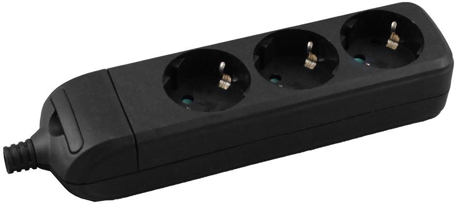 Разклонител ЧЕРЕН 3x2P+E без кабел Commel, COMMEL, C232-035
