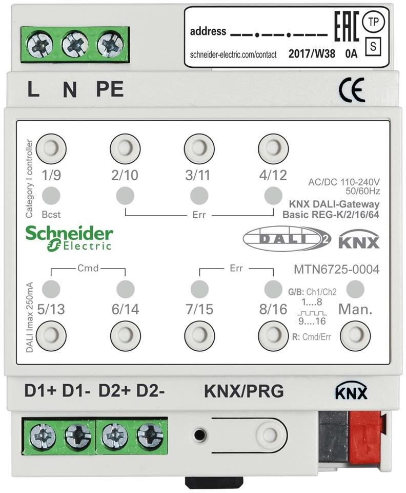 Актуатор DALI gateway SpaceLogic Basic 2х 64 баласта 4DIN KNX SE, MTN6725-0004