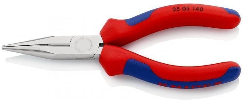 Клещи резачки с остър връх, хромирани, синьо-червена ръкохватка 140мм, Knipex - K2505140