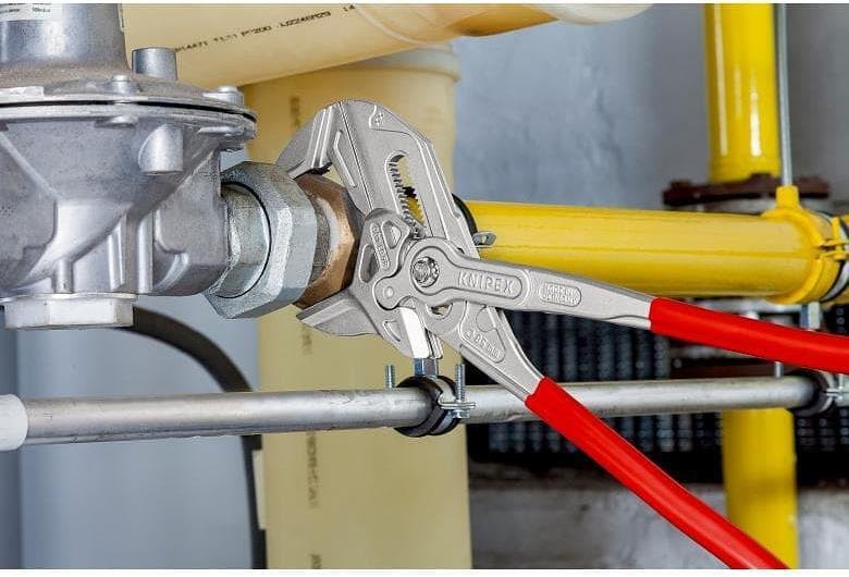 Клещи раздвижени, хромирани, червена ръкохватка 400мм, Knipex - K8603400