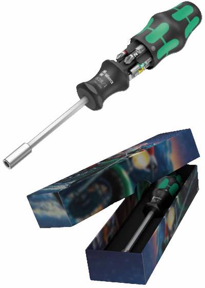 Комплект отвертка с битове, 2х шлиц, 2х PH и 2x квадрат, Kraftform Kompakt 27 Christmas Wera, WERA, W135821