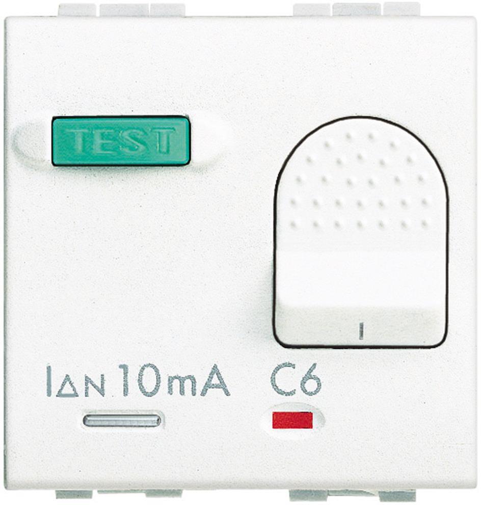 ДТЗ комбинирана 1P+N 10A крива C 10mA тип AC 3kA 2 мод. цвят Бял LL Bticino, BTICINO, N4305/10