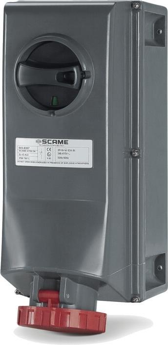 Взривозащитен контакт 3P+Е 63A Ex II 2D зона 21/22 с мех. блокировка IP66/IP67 IK10 Scame, SCAME, 503.6386