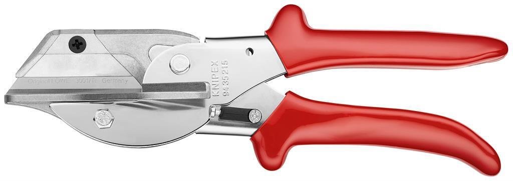 Ножици за гума, хромирани, червена ръкохватка 215мм, с фиксатор, Knipex - K9435215