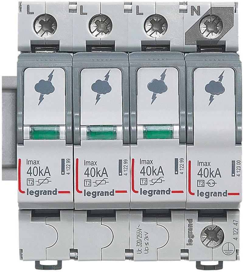 Катоден отводител тип 2 SPD 40kA 320V 3P+N R Legrand, LEGRAND НИСКО НАПРЕЖЕНИЕ, 412247