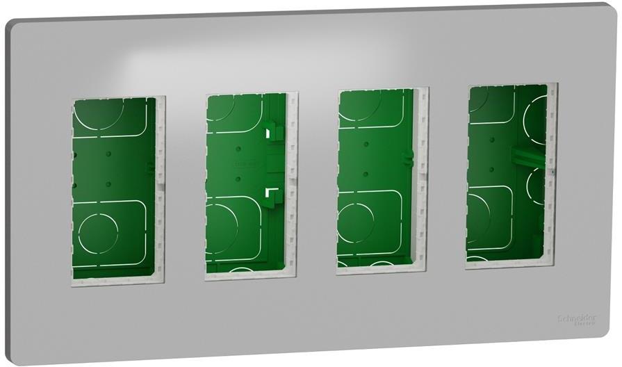Моноблок за скрит монтаж 4x4 мод. цвят Алуминий Unica System+ SE, SCHNEIDER ELECTRIC, NU174430