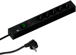 Разклонител ЧЕРЕН 5x2P+E с кабел 2 метра, копче, с SPD арестор CONNECT LINE, Bachmann, BACHMANN, B420.0022