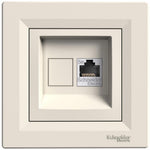 Розетка RJ45 UTP cat.5е моноблок цвят Крем Asfora SE, SCHNEIDER ELECTRIC, EPH4300123