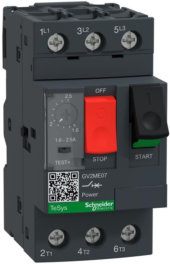Моторна защита TeSys GV2ME 0.75kW TM 1.6…2.5A 100kA 50Hz SE, SCHNEIDER ELECTRIC НИСКО НАПРЕЖЕНИЕ, GV2ME07AP