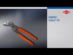 Клещи раздвижени Cobra ES, червена ръкохватка 180мм, Knipex, KNIPEX, K8751180 на фона с надпис KNIPEX