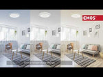 Плафон LED DN360 24W CCT 1920lm 115° димируем с ДУ 25000h IP20 ALVI EMOS, ZM5165, показващ смяна на цветна температура.