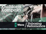 Set aus Schraubendreher mit isolierten Klingen, Ratsche mit Steckschlüsseleinsätzen, Adaptern mit Bits, Spannungsprüfer und Schraubenschlüssel, Kraftform Kompakt W1 Wera, WERA, W135926