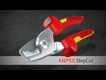 StepCut cable shears for up to 50 mm², chrome-plated, VDE 1000V, yellow-red handle, 160 mm, Knipex - K9516160