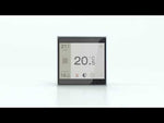 Пулт за управление 3.5" Touch&See KNX 80x80 FF EKINEX, EK-EC2-TP с LCD дисплей, показващ температурата.