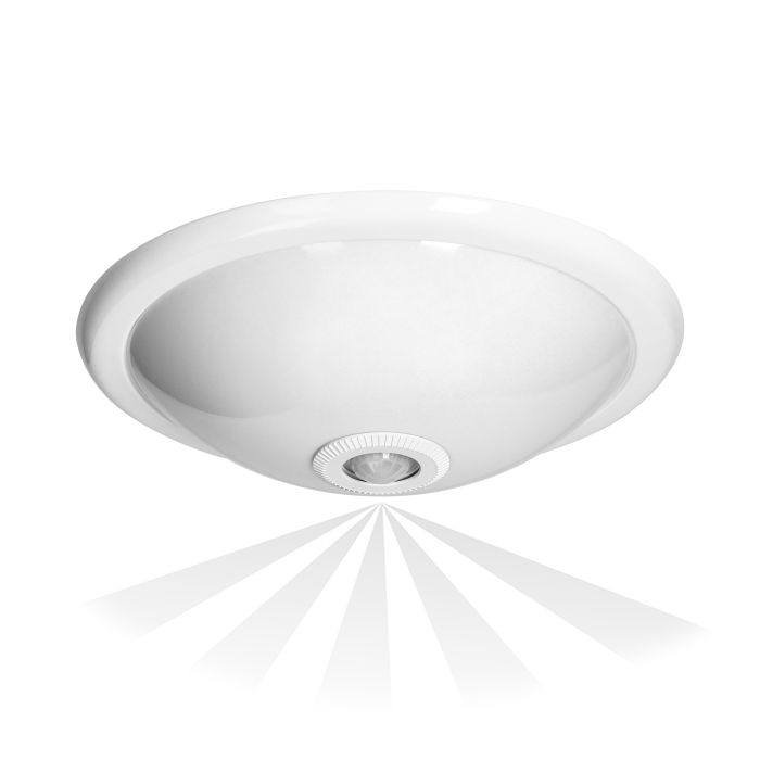 Плафон Virone CL/2xE27R-2 със сензор за движение и светлина, 2x LED крушки E27 10W 4000K включени, поликарбонатен дифузер, Бял, 300x96,8 мм