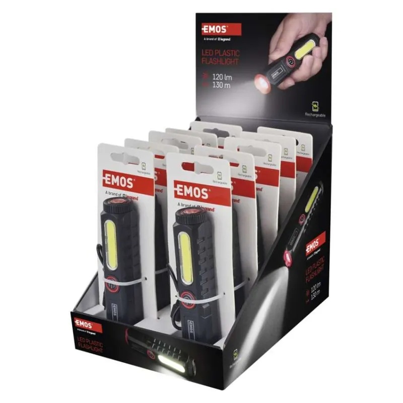 Фенерче LED 120lm 130м 0.5ч зареждаема 400mAh пластмаса IP20 /10 бр. кутия/ EMOS, P4720